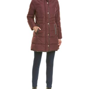 womens Mid Length Down Coat With Bib Front