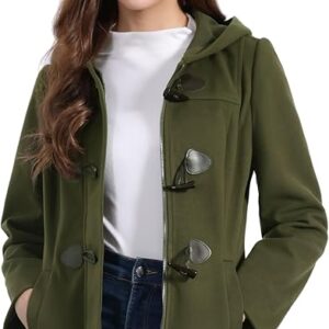 Women's Casual Winter Outwear Hooded Button Peacoat Toggle Duffle Coat