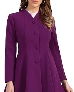 Women's Single Breasted Coat A Line Mid-Long Peacoats Outerwear Winter Coats
