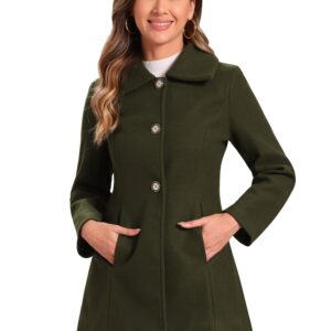 Women's Single Breasted Turndown Collar Overcoat Vintage Winter Dress Coat with Pockets