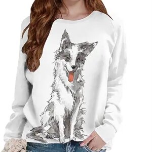 Women Funny Graphic Print Sweatshirt Long Sleeve Cute Pullover Tops Fall Casusl Loose Hoodies