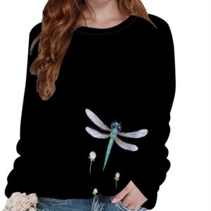 Flower Graphic Sweatshirt for Women Vintage Minimalistic Floral Printed Casual Loose Pullover Crewneck Tops Fall