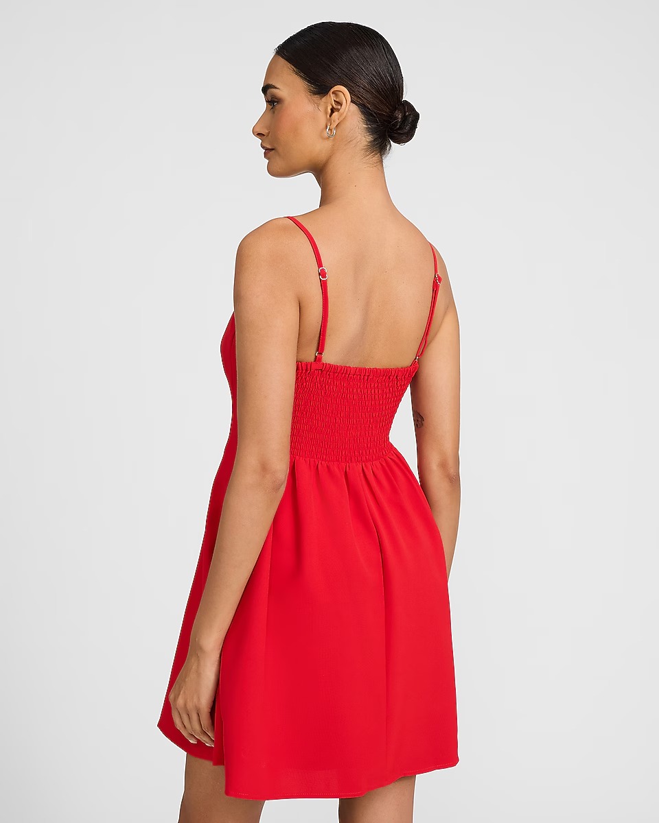 Women's Valentines Day Style Sleeveless Pleated Fit & Flare Mini Dress Lipstick Red - Image 3