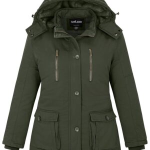 Women's Plus Size Winter Jacket Windrproof Winter Coat Warm Puffer Jacket Army green 4X