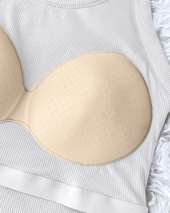 Women Built-in Bra Tank Tops Sleeveless Casual Shirts Racerback Ribbed Fitted Tank Tops - Image 6