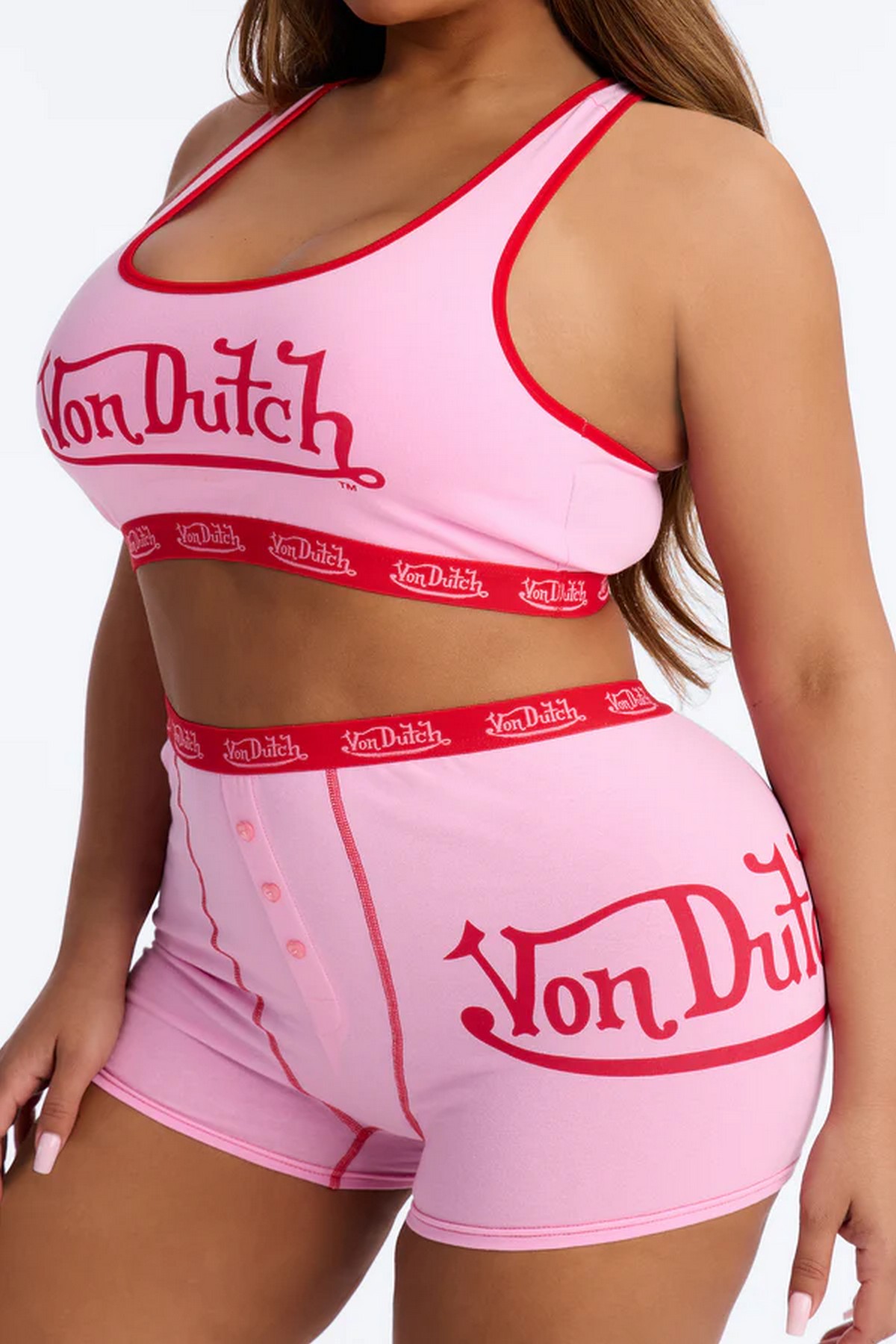 Von Dutch Boyshort And Bra 2 Piece Set - Pink - Image 5